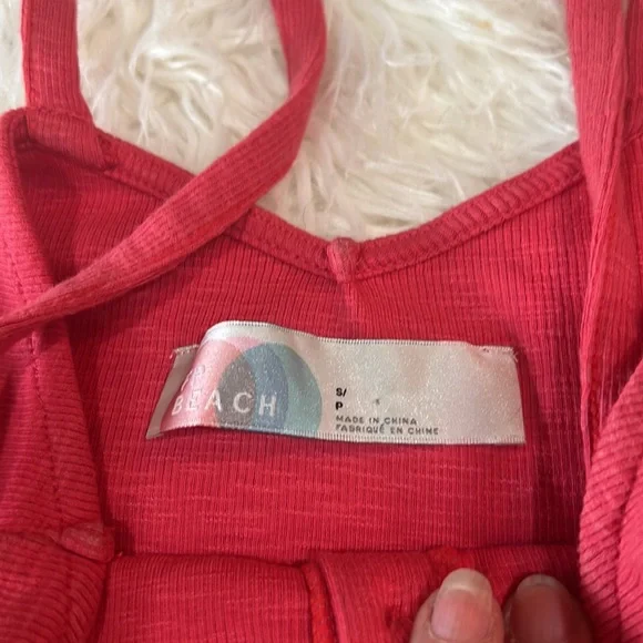 Free People beach ribbed pink button down dress - Picture 5 of 8